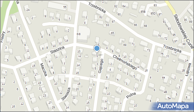 Oborniki Śląskie, Gajcego Tadeusza, 1, mapa Oborniki Śląskie