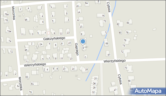 Opole, Gajcego Tadeusza, 4, mapa Opola