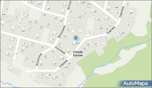 Osiedle Kaniów, Gajowa, 9, mapa Osiedle Kaniów