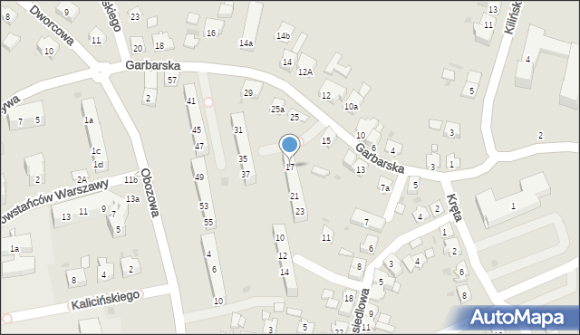 Oświęcim, Garbarska, 17, mapa Oświęcimia