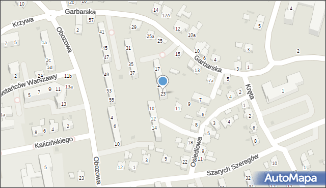 Oświęcim, Garbarska, 23, mapa Oświęcimia