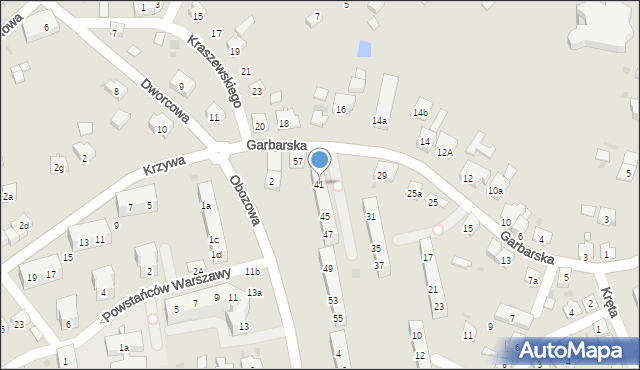 Oświęcim, Garbarska, 41, mapa Oświęcimia