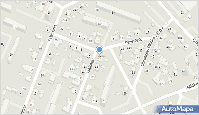 Płock, Gajcego Tadeusza, 16, mapa Płock