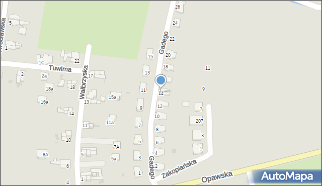 Racibórz, Gadego Bernarda, ks. prał., 14, mapa Racibórz