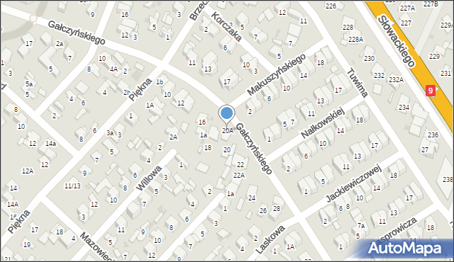 Radom, Gałczyńskiego Konstantego Ildefonsa, 20A, mapa Radomia