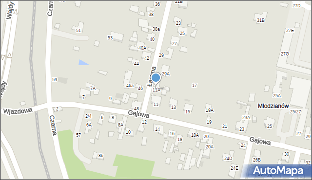 Radom, Gajowa, 11A, mapa Radomia