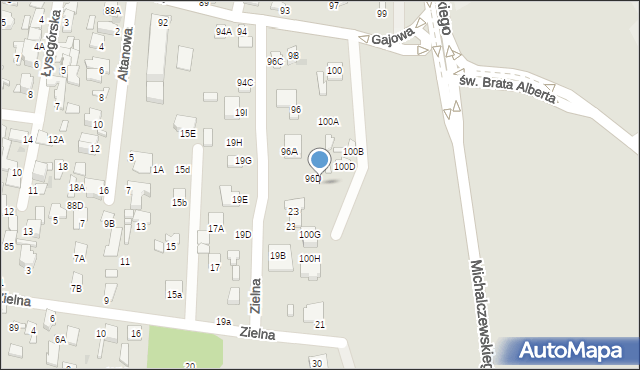Radom, Gajowa, 98B, mapa Radomia