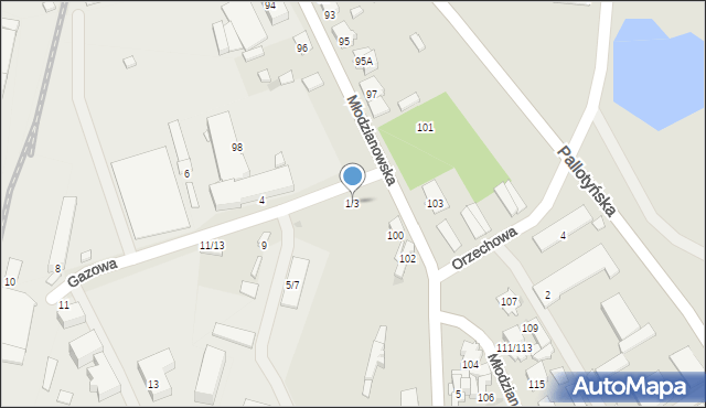 Radom, Gazowa, 1/3, mapa Radomia