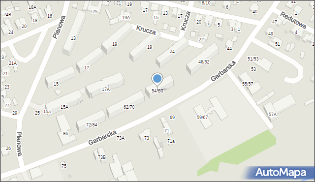 Radom, Garbarska, 54/60, mapa Radomia