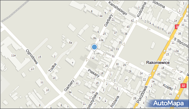 Rakoniewice, Garbary, 13, mapa Rakoniewice