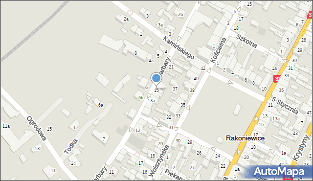 Rakoniewice, Garbary, 15, mapa Rakoniewice