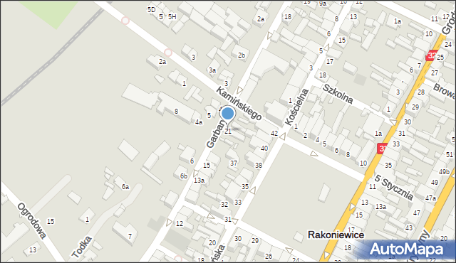 Rakoniewice, Garbary, 21, mapa Rakoniewice