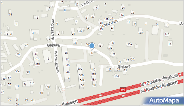 Ruda Śląska, Gajowa, 37, mapa Rudy Śląskiej