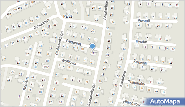 Ruda Śląska, Gagarina Jurija, 14, mapa Rudy Śląskiej