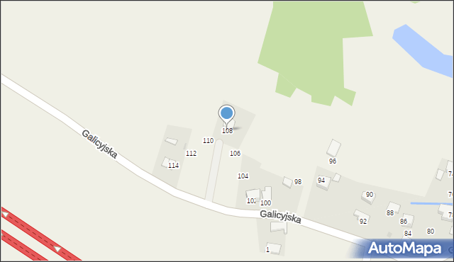 Rudno, Galicyjska, 108, mapa Rudno