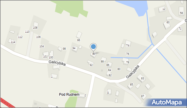Rudno, Galicyjska, 90, mapa Rudno