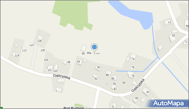 Rudno, Galicyjska, 96b, mapa Rudno