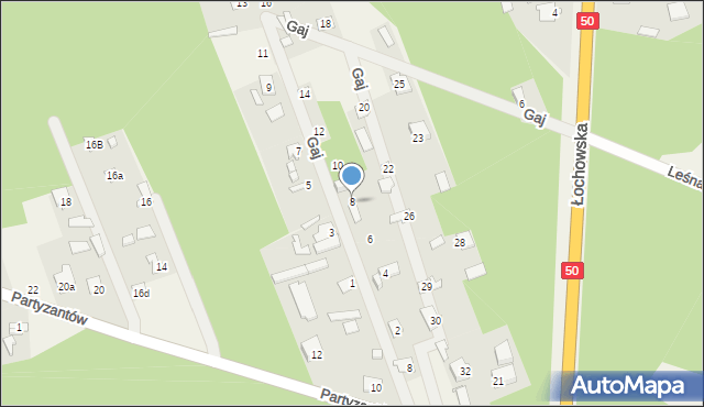 Sadowne, Gaj, 8, mapa Sadowne