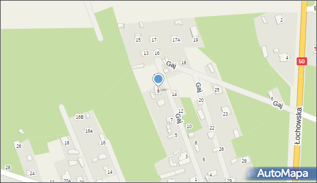 Sadowne, Gaj, 9, mapa Sadowne