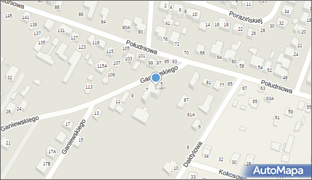 Siedlce, Ganiewskiego Adolfa, 5a, mapa Siedlce