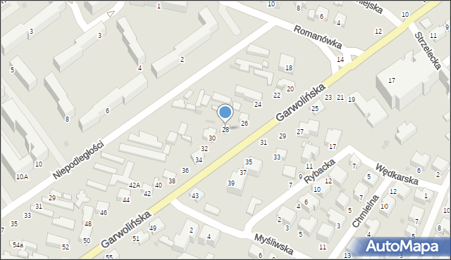 Siedlce, Garwolińska, 28, mapa Siedlce