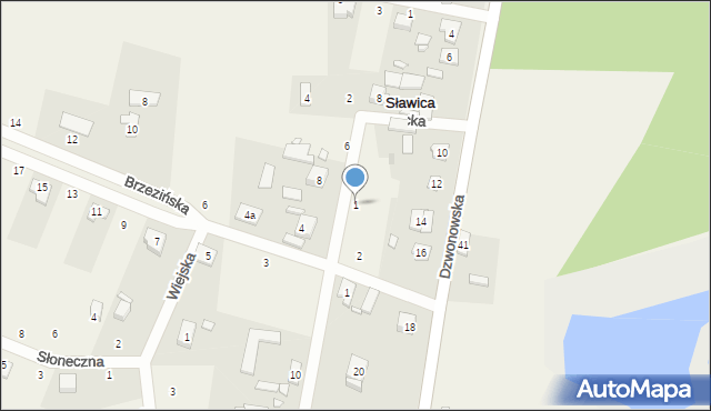 Sławica, Gacka, 1, mapa Sławica