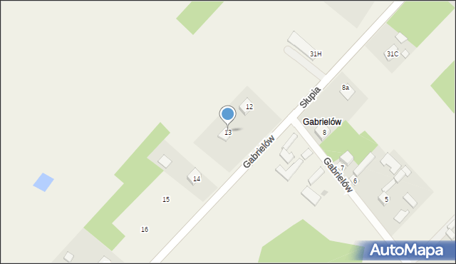 Słupia, Gabrielów, 13, mapa Słupia