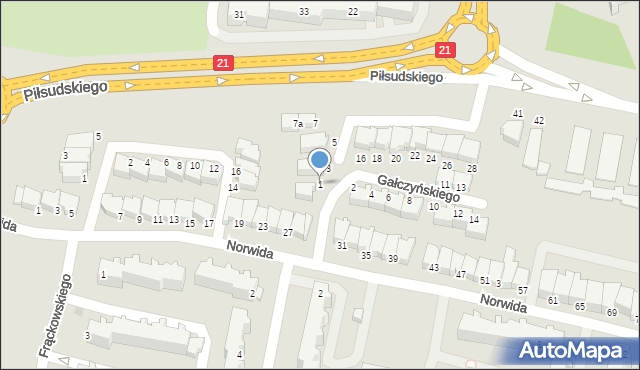 Słupsk, Gałczyńskiego Konstantego Ildefonsa, 1, mapa Słupska
