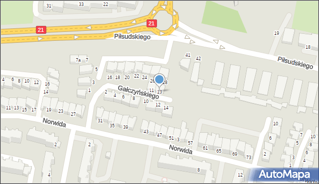 Słupsk, Gałczyńskiego Konstantego Ildefonsa, 13, mapa Słupska