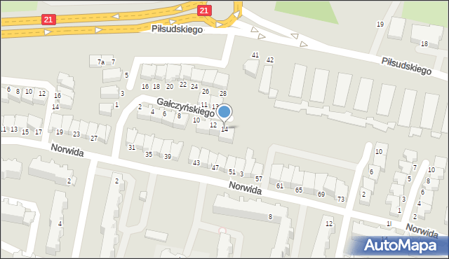 Słupsk, Gałczyńskiego Konstantego Ildefonsa, 14, mapa Słupska
