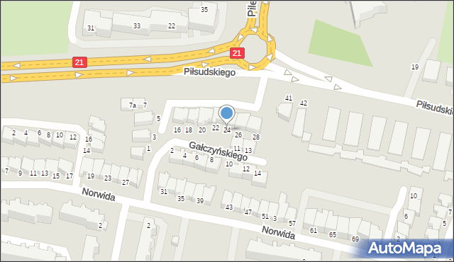 Słupsk, Gałczyńskiego Konstantego Ildefonsa, 24, mapa Słupska