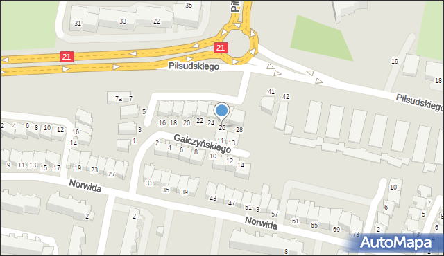 Słupsk, Gałczyńskiego Konstantego Ildefonsa, 26, mapa Słupska