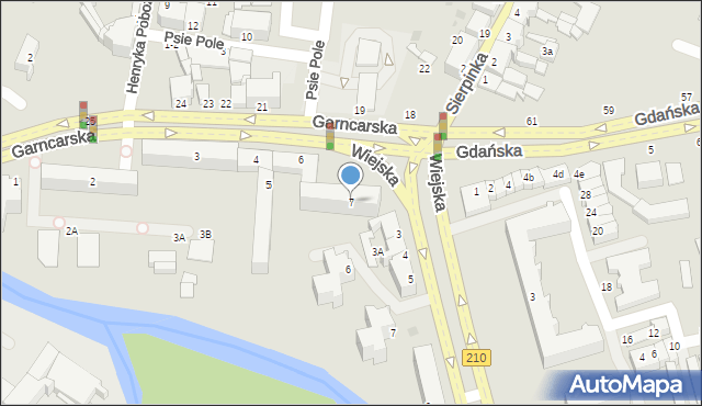 Słupsk, Garncarska, 7, mapa Słupska