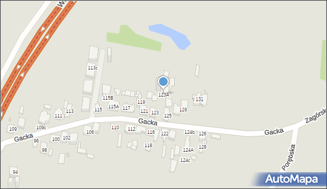 Sosnowiec, Gacka, 123A, mapa Sosnowca