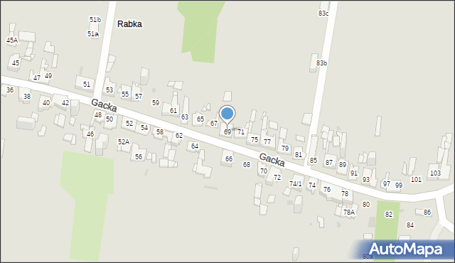 Sosnowiec, Gacka, 69, mapa Sosnowca