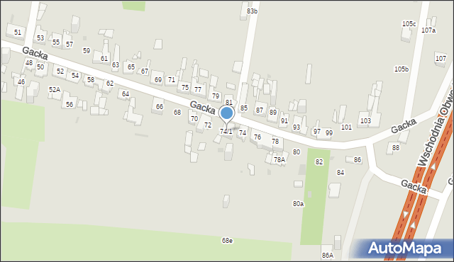 Sosnowiec, Gacka, 74/1, mapa Sosnowca