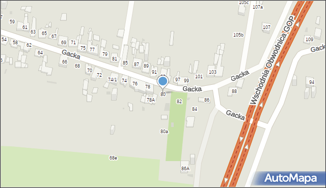 Sosnowiec, Gacka, 80, mapa Sosnowca