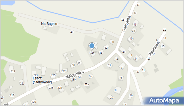 Sterkowiec, Galicyjska, 34a, mapa Sterkowiec