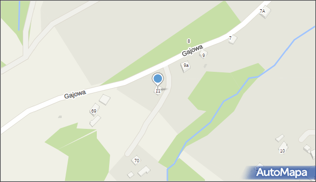 Strzyżów, Gajowa, 11, mapa Strzyżów