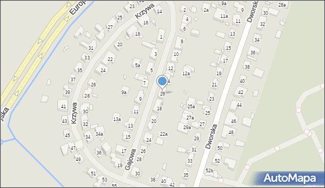 Szczecin, Gajowa, 16, mapa Szczecina