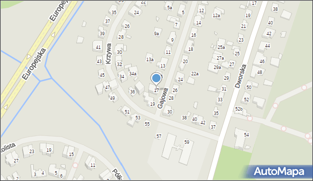 Szczecin, Gajowa, 17, mapa Szczecina