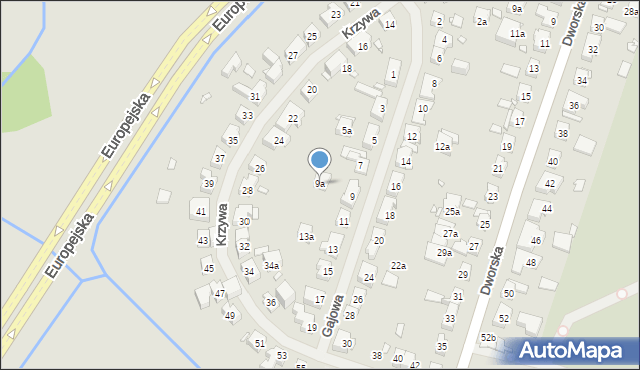 Szczecin, Gajowa, 9a, mapa Szczecina