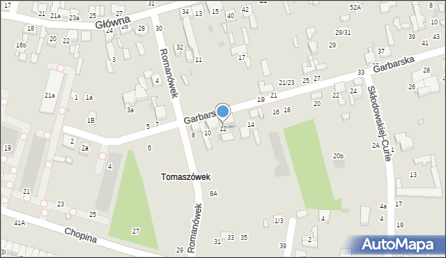 Tomaszów Mazowiecki, Garbarska, 12, mapa Tomaszów Mazowiecki