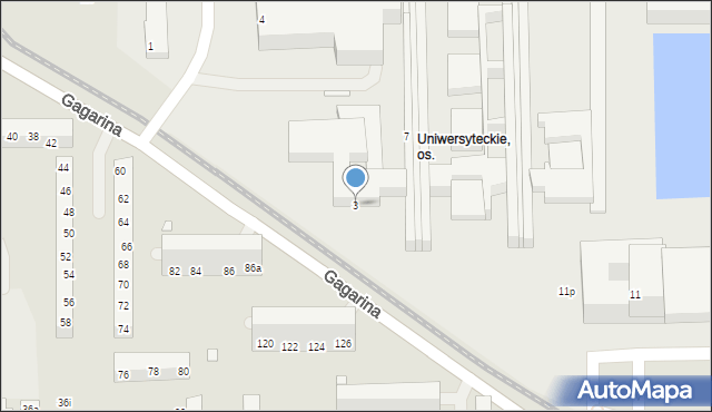 Toruń, Gagarina Jurija, 3, mapa Torunia