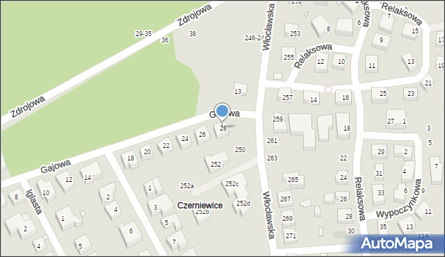 Toruń, Gajowa, 28, mapa Torunia