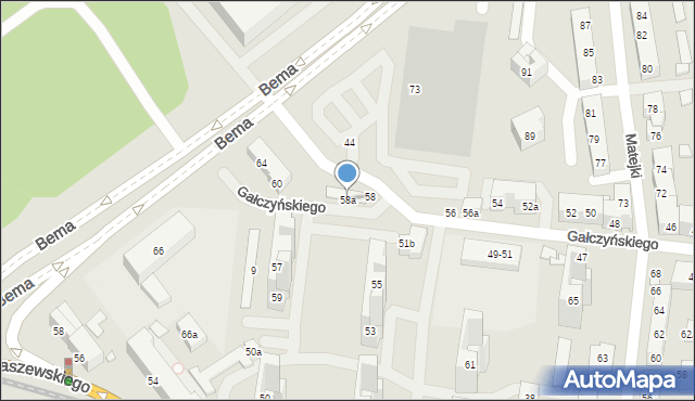 Toruń, Gałczyńskiego Konstantego Ildefonsa, 58a, mapa Torunia