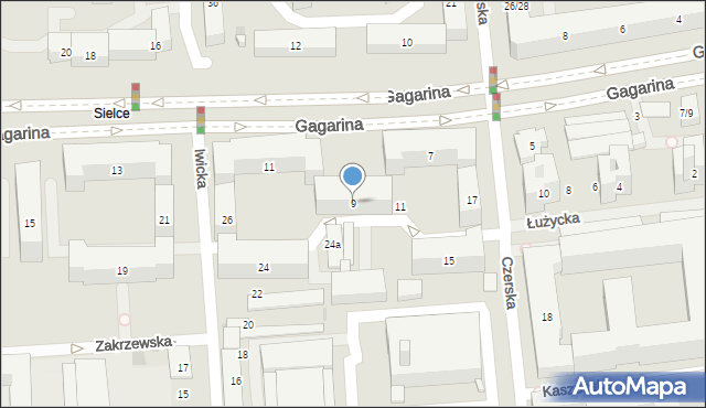 Warszawa, Gagarina Jurija, 9, mapa Warszawy