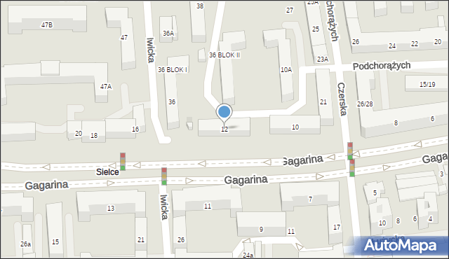 Warszawa, Gagarina Jurija, 12, mapa Warszawy