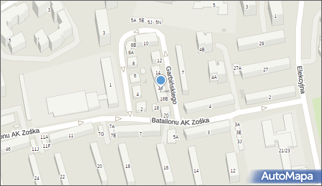 Warszawa, Garbińskiego Kajetana, 16A, mapa Warszawy