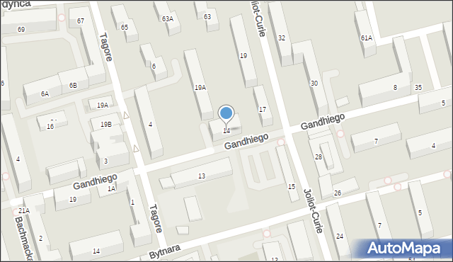 Warszawa, Gandhiego Mahatmy, 14, mapa Warszawy